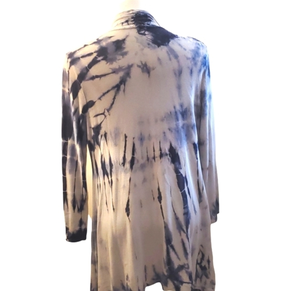 Soft Surroundings open waterfall blue tie dye cardigan sweater Size S - Picture 3 of 6
